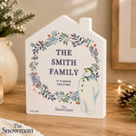 Personalised The Snowman Botanical Wooden House Decoration