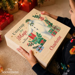 Personalised The Snowman Christmas Wishes Wooden Box