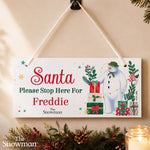 Personalised The Snowman Christmas Wishes Santa Stop Here Sign