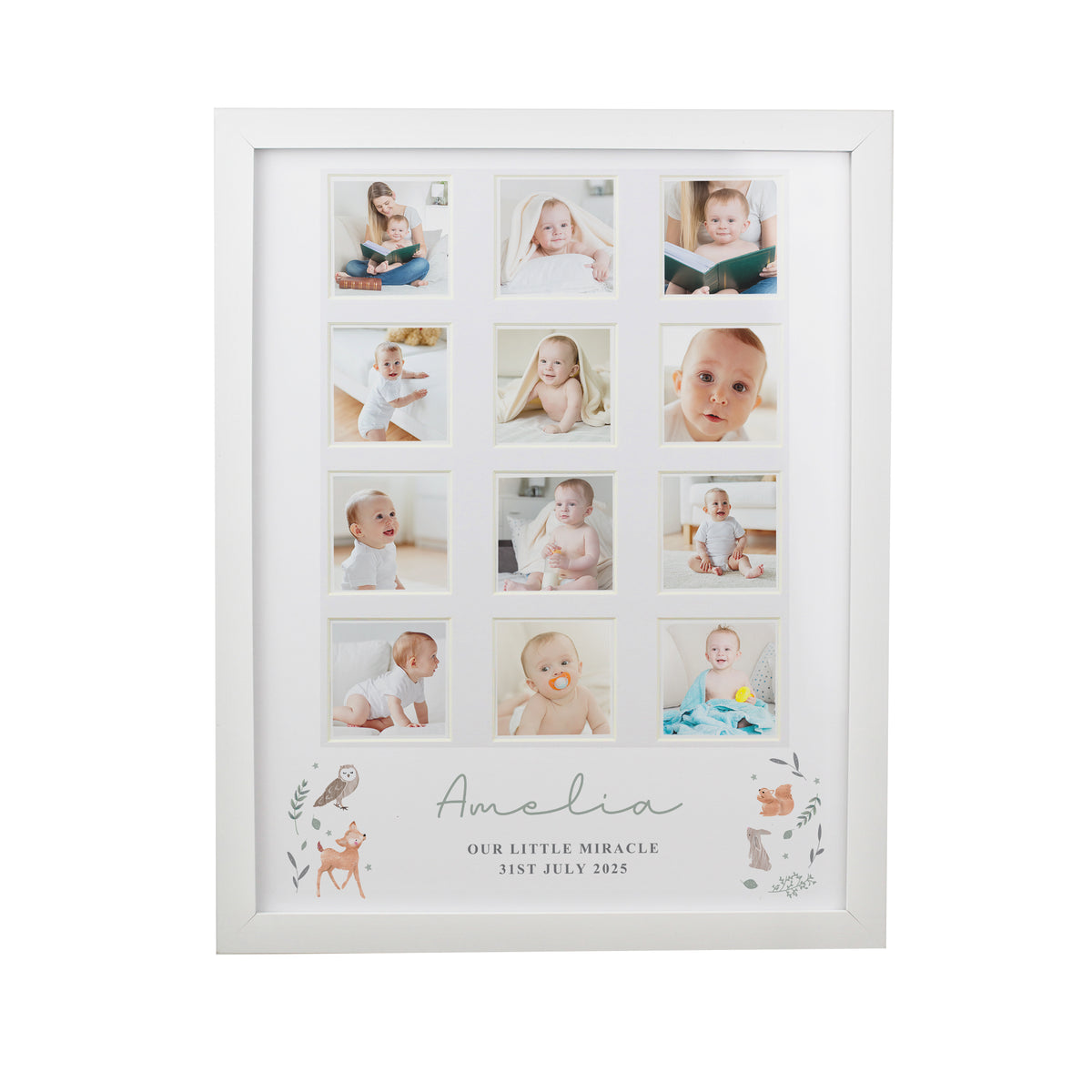 Personalised Woodland Animal White Multi Photo Frame