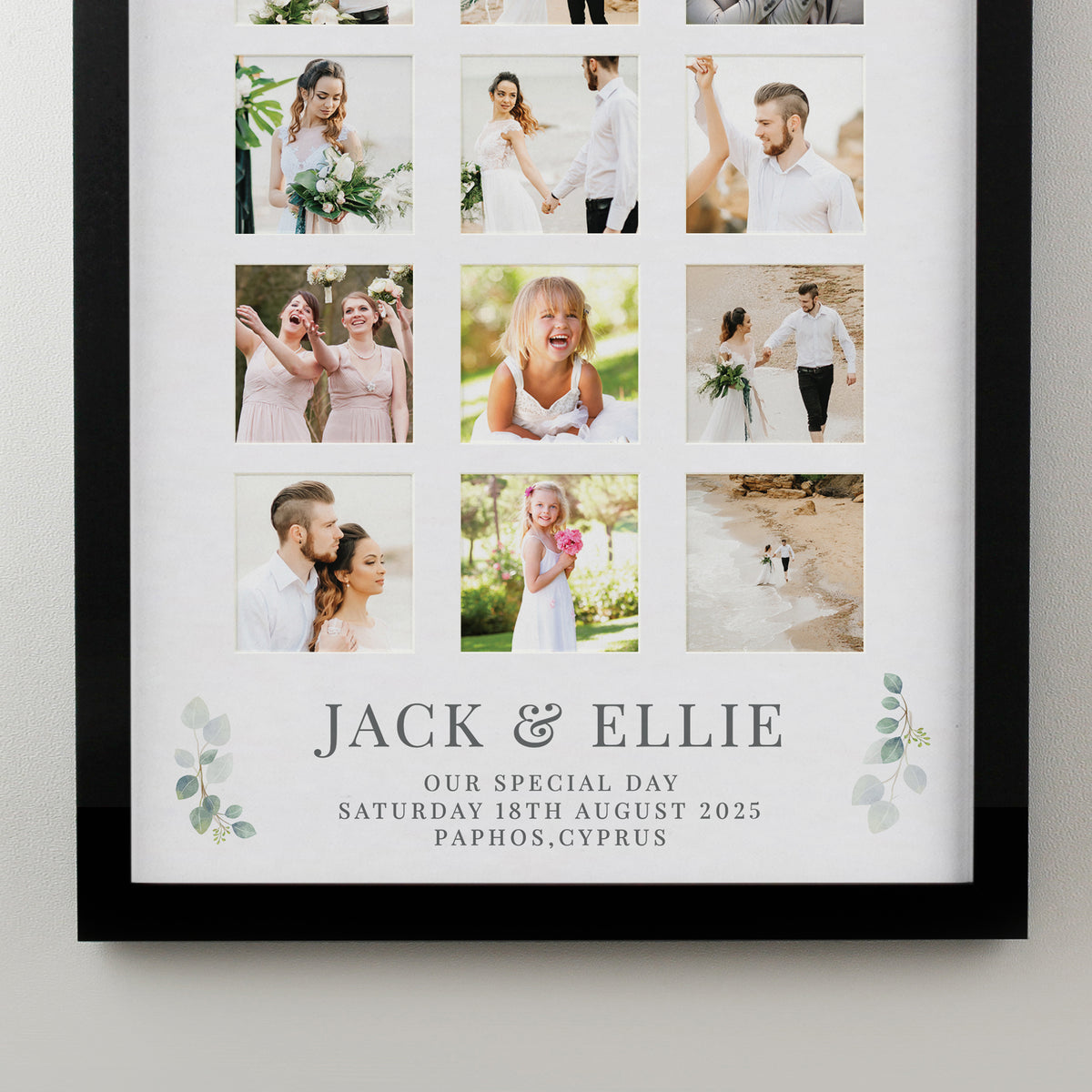 Personalised Wedding Black Multi Photo Frame