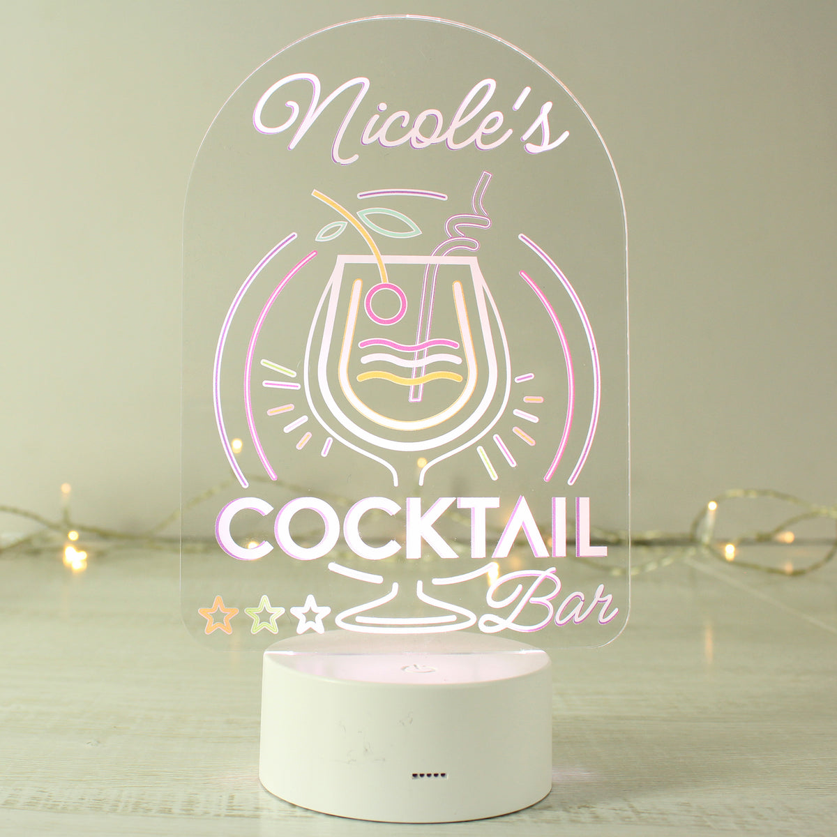 Personalised LED Colour Changing Cocktail Bar Sign