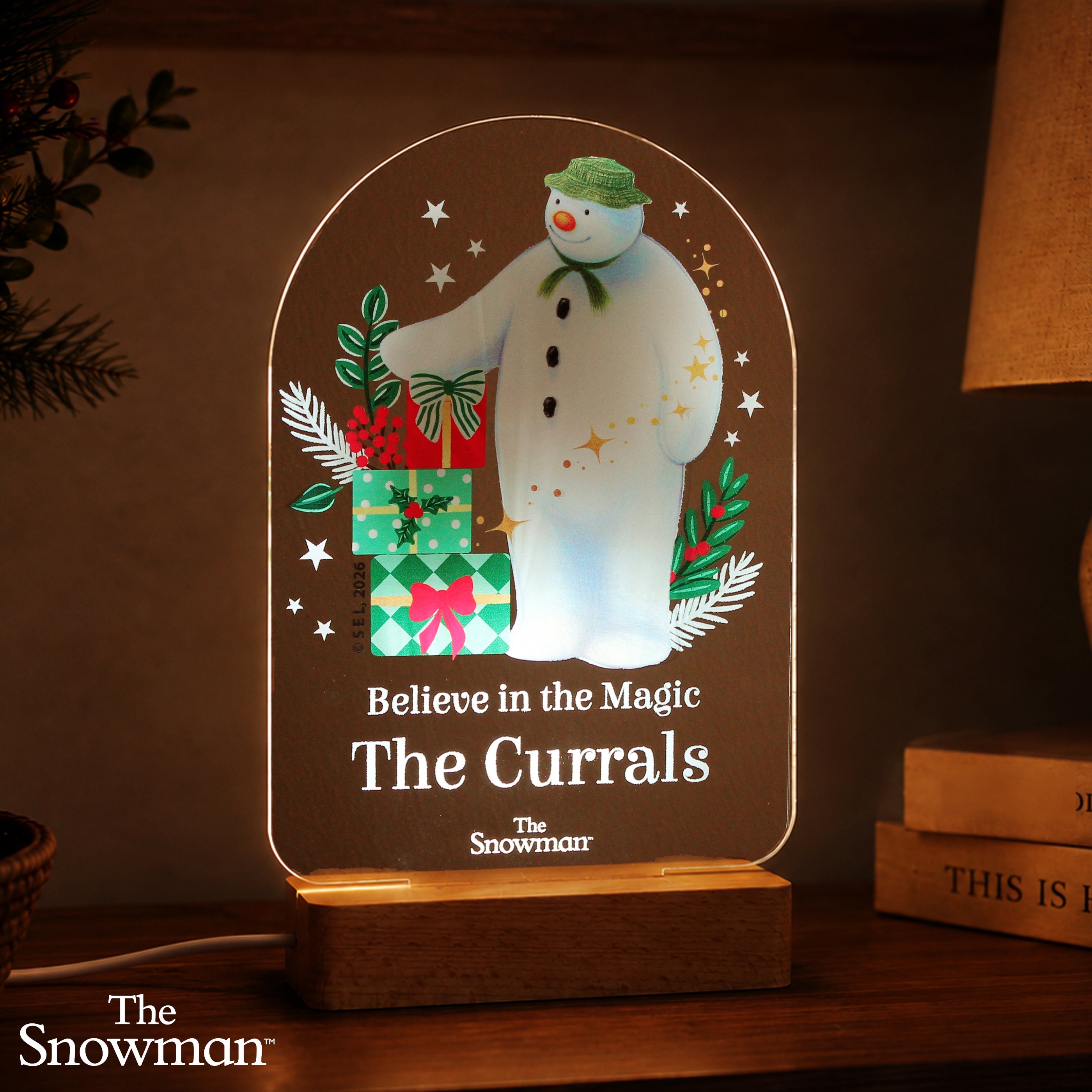 Personalised The Snowman Christmas Wishes LED sign