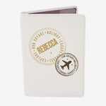 Personalised Stamped Cream Leather Passport Holder