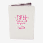 Personalised My First Cream Leather Passport Holder