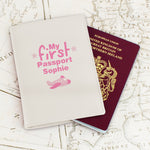 Personalised My First Cream Leather Passport Holder