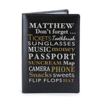 Personalised Dont Forget... Black Leather Passport Holder