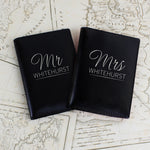 Personalised Mr & Mrs Black Leather Passport Holders