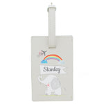 Personalised Hessian Elephant Cream Luggage Tag