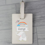 Personalised Hessian Elephant Cream Leather Luggage Tag