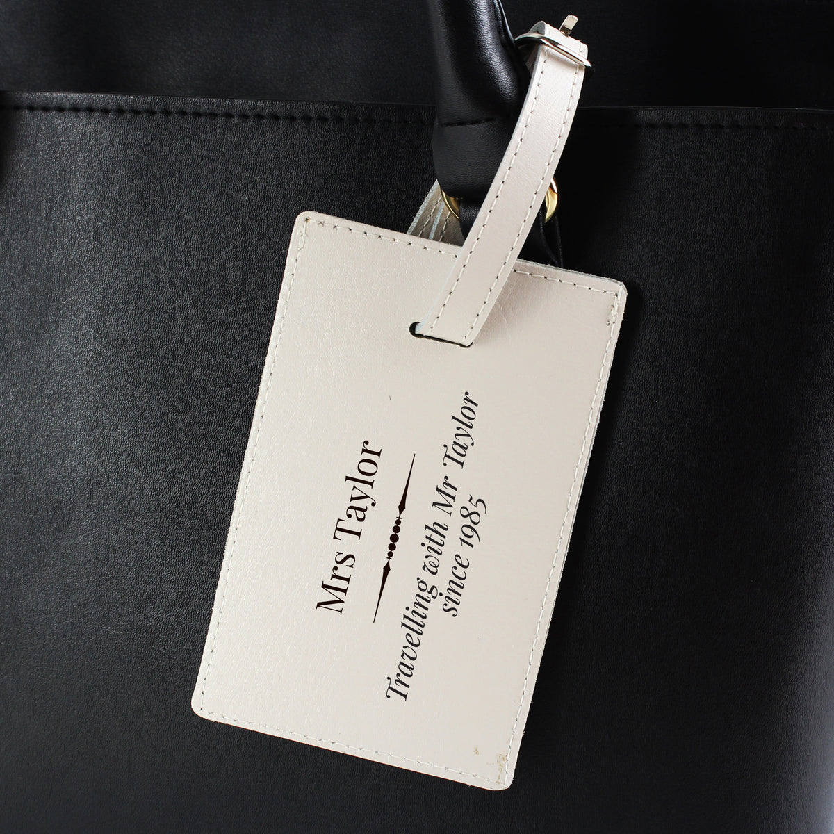 Personalised Classic Cream Leather Luggage Tag