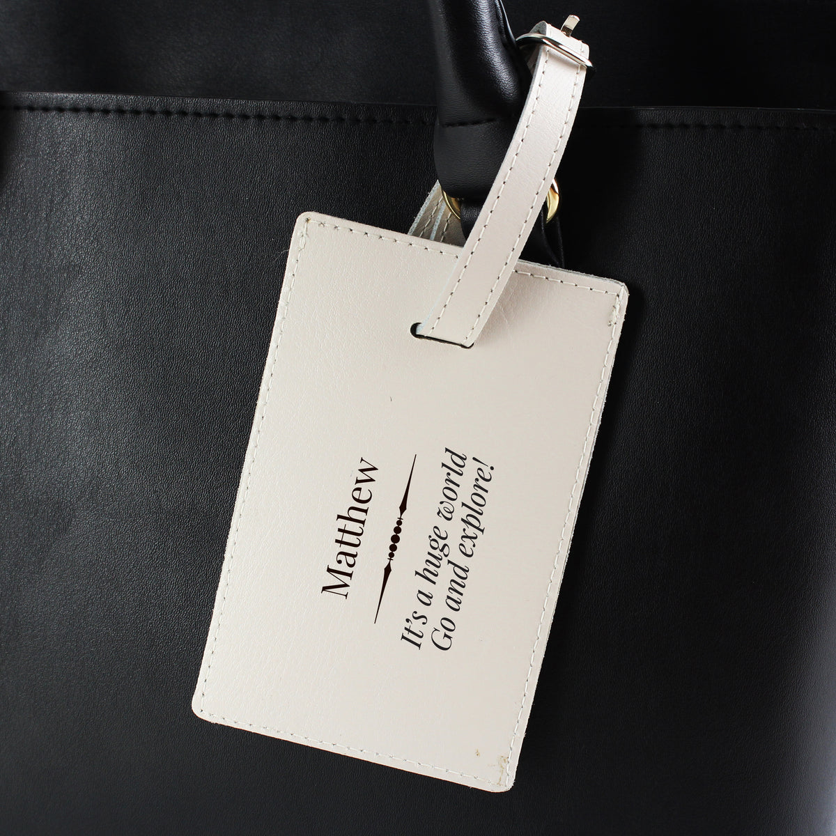 Personalised Classic Cream Leather Luggage Tag