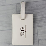 Personalised Classic Initials Cream Leather Luggage Tag