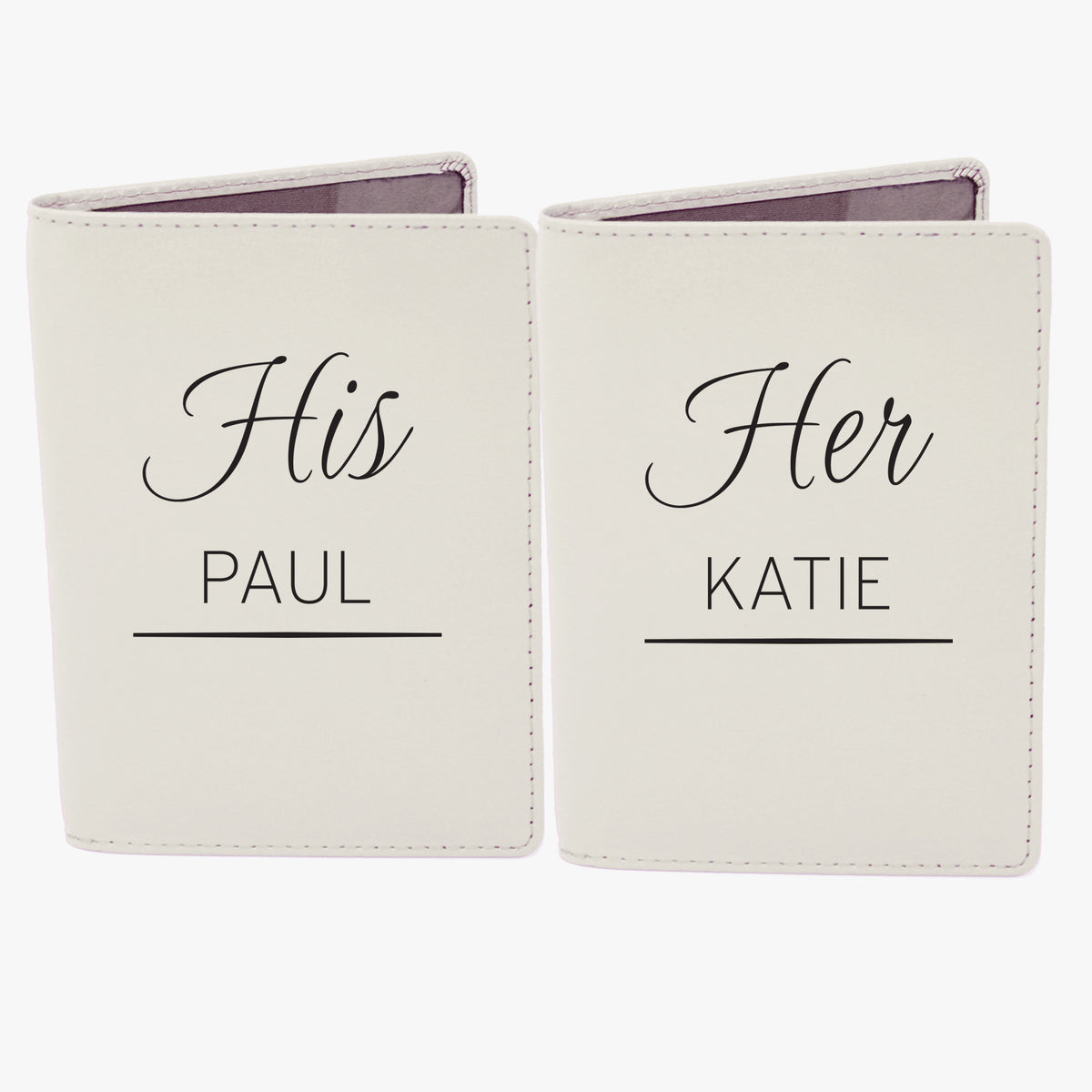 Personalised Couples Cream Leather Passport Holders
