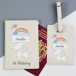 Personalised My 1st Cream Leather Passport Holder & Luggage Tag Set