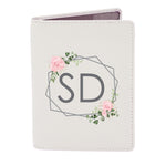 Personalised Floral Cream Leather Passport Holder