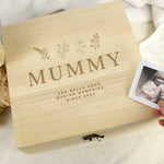 Personalised Engraved Floral Wooden Keepsake Box