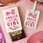 Personalised Cowgirl Leather Luggage Tag & Passport Holder