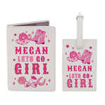 Personalised Cowgirl Leather Luggage Tag & Passport Holder