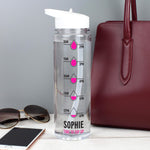 Personalised Pink Hydration Tracker Water Bottle